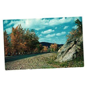 Vintage Postcard A Rock Cut Roadway Mountain Travel Landscape Road Plastichrome